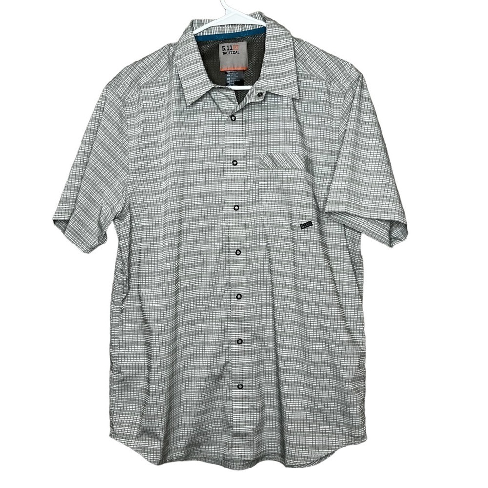 5.11 Tactical Mens Short Sleeve Plaid Snap Down Shirt Hiking Fishing Size M